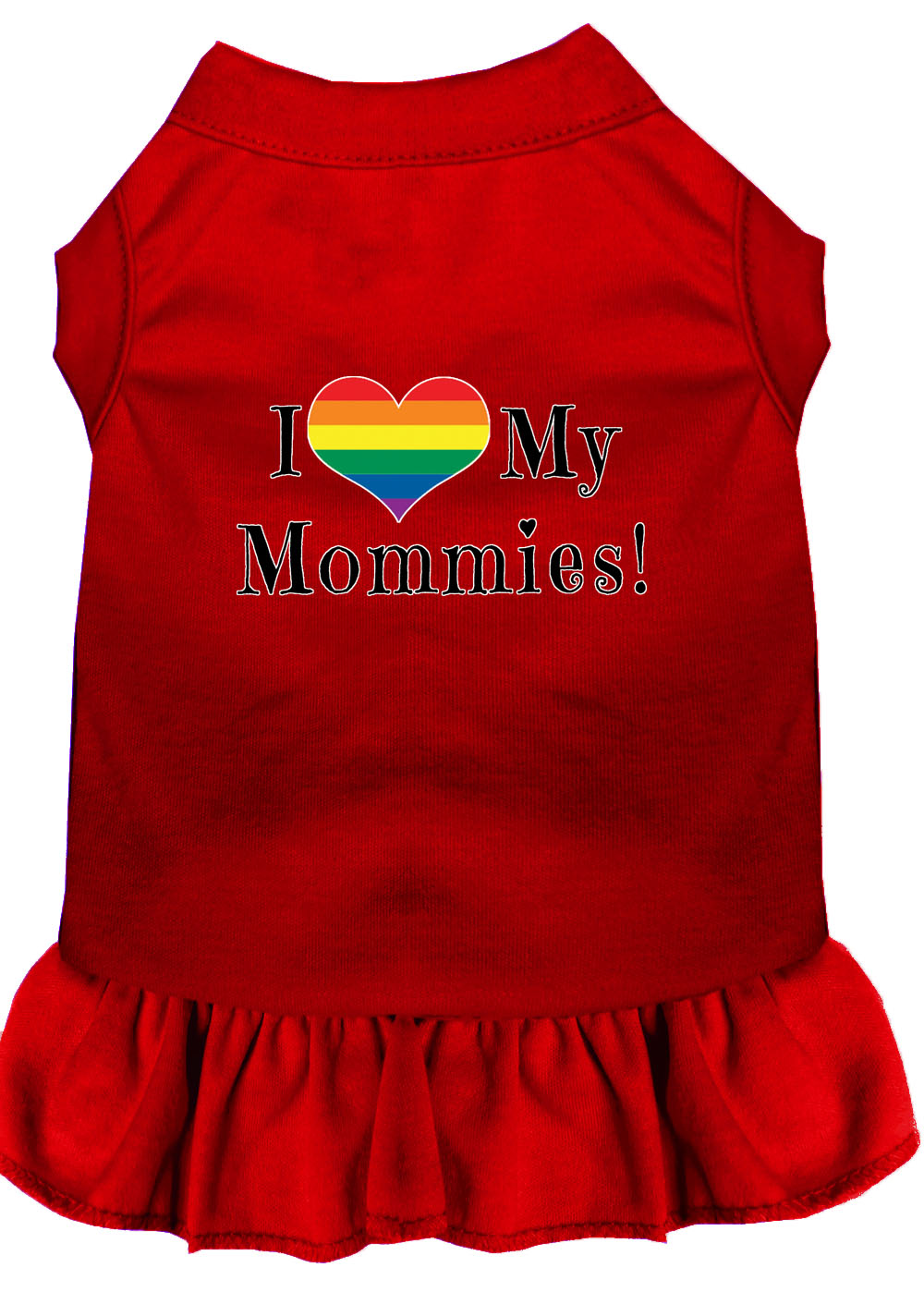 I Heart my Mommies Screen Print Dog Dress Red Med